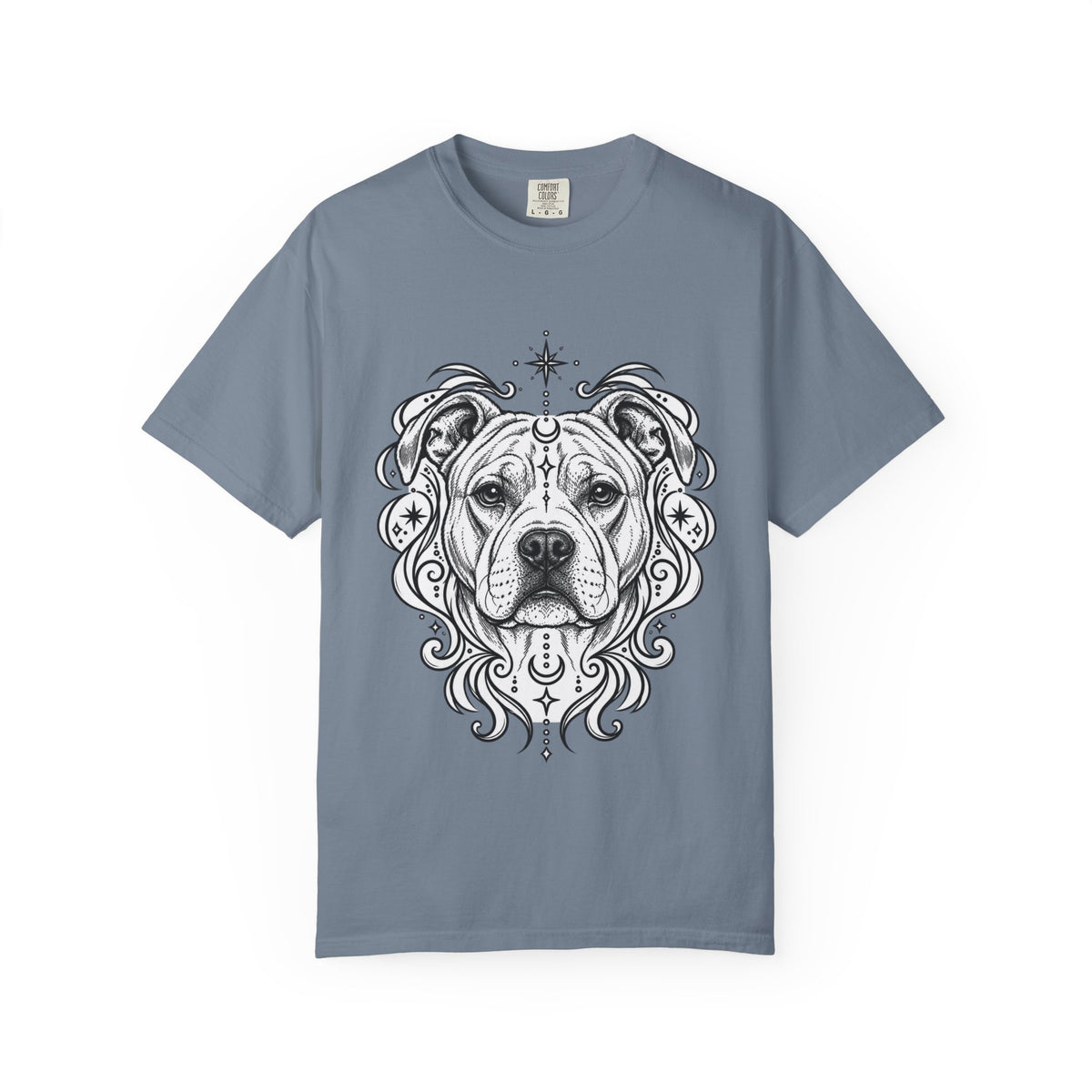 Mystical American Staffordshire Terrier Line Art T-Shirt — Minimal Dog Portrait Tee