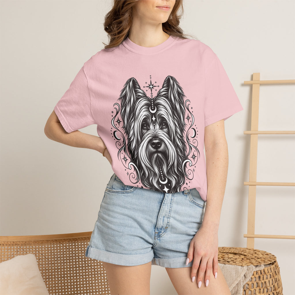 Mystical Briard Line Art T-Shirt — Minimal Dog Portrait Tee