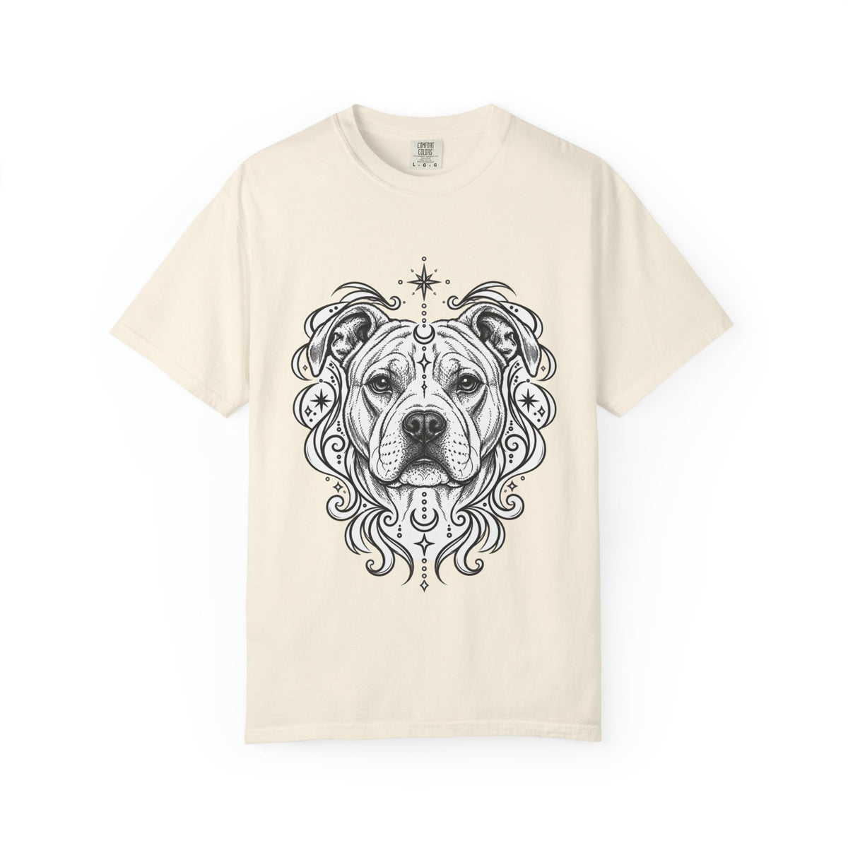 Mystical American Staffordshire Terrier Line Art T-Shirt — Minimal Dog Portrait Tee
