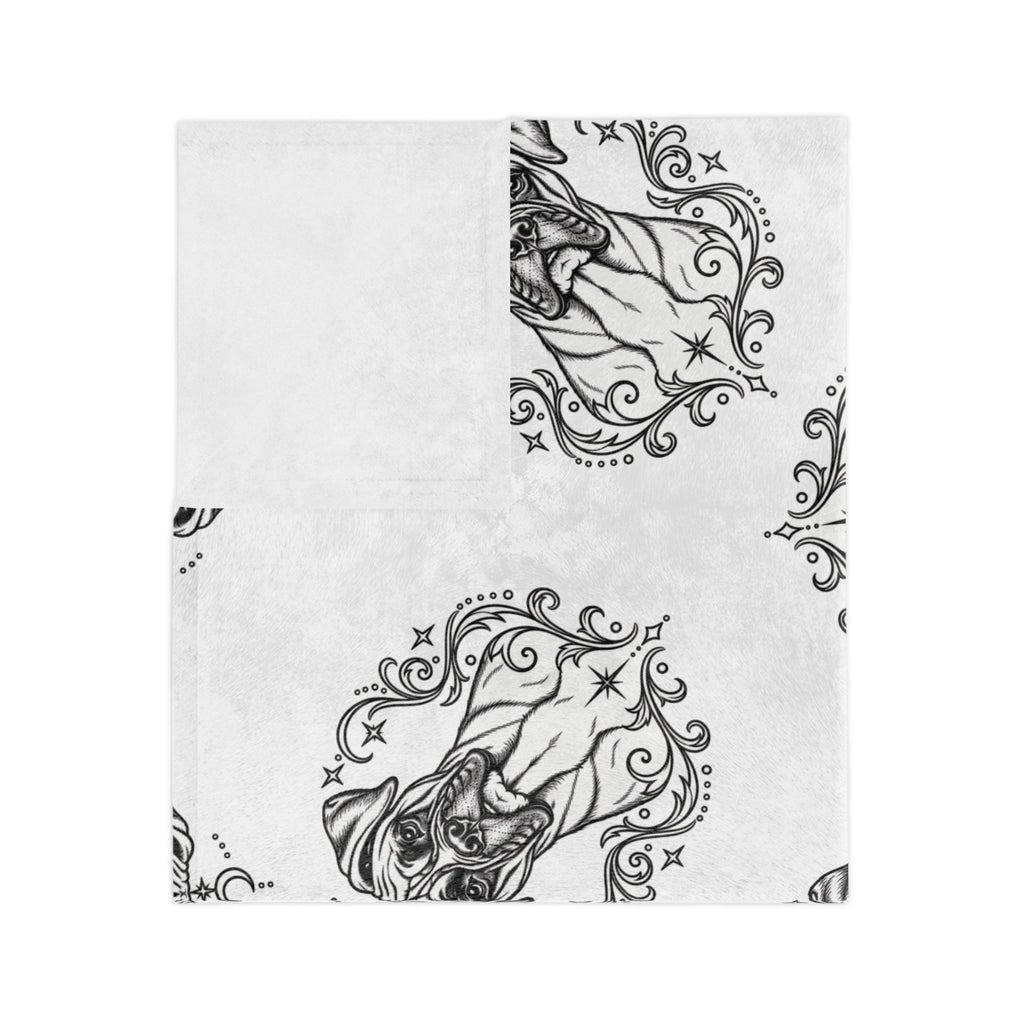Mystical Boxer NE Minimalist Velveteen Microfiber Blanket — Soft Neutral Pet Portrait Throw