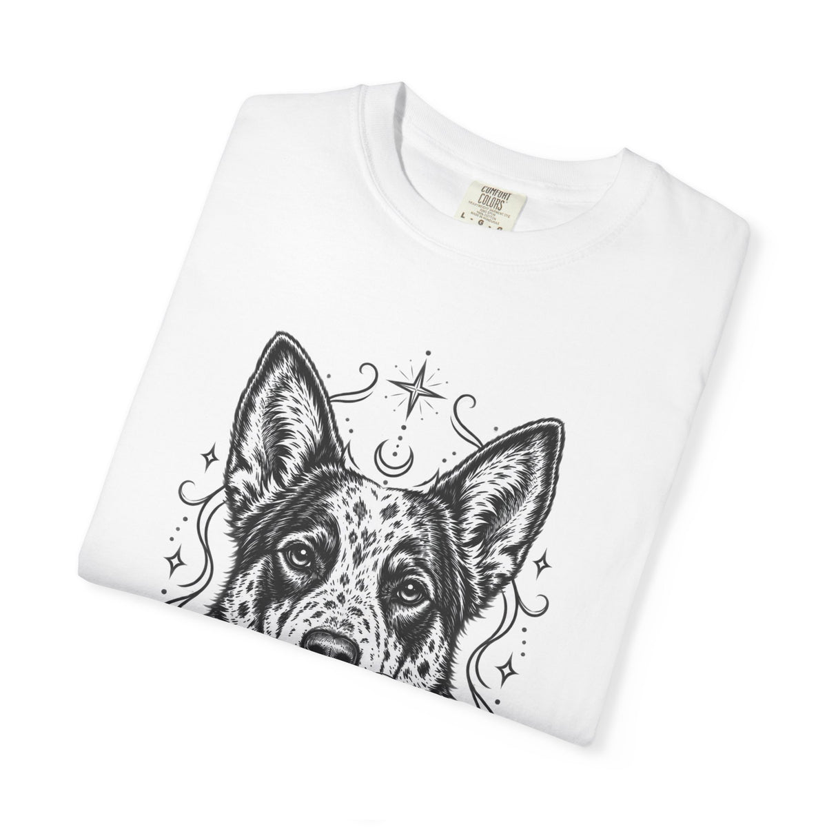 Mystical Australian Cattle Dog Line Art T-Shirt — Minimal Dog Portrait Tee
