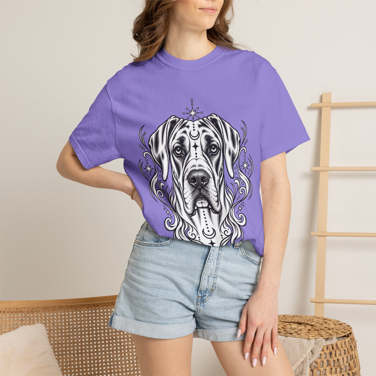 Mystical Wiredhaired Vizsla Line Art T-Shirt — Minimal Dog Portrait Tee