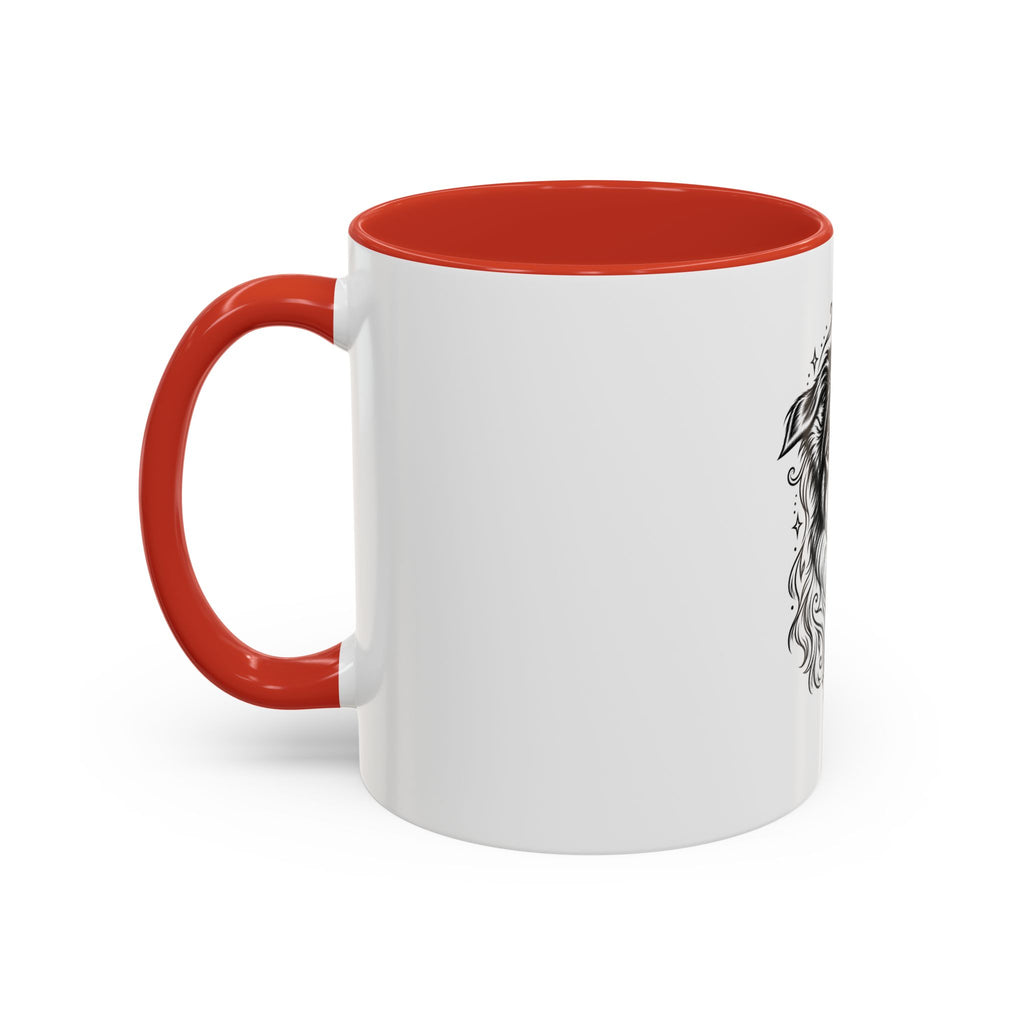 Mystical Border Collie LH Line Art Accent Coffee Mug – Mystical Dog Portrait 11/15oz