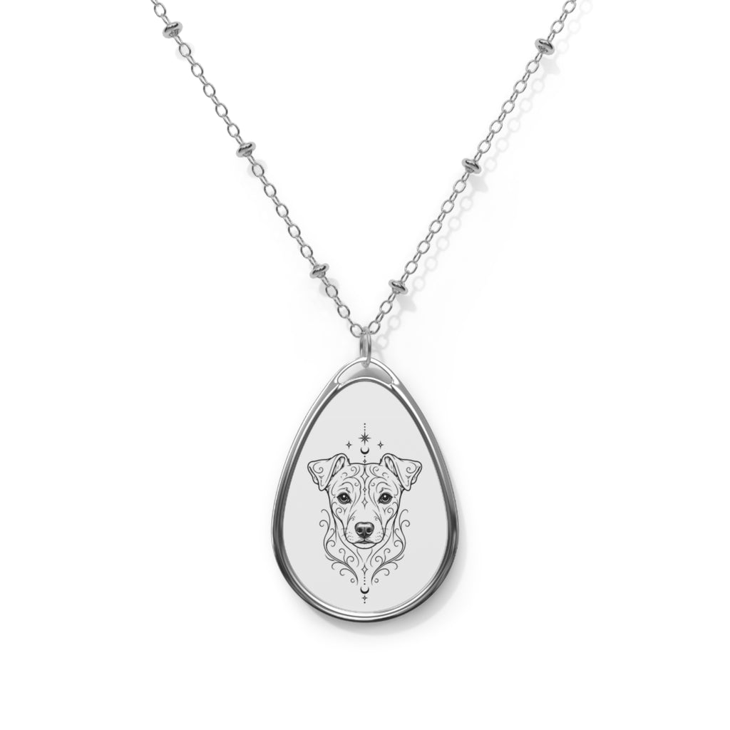 Mystical Danish Swedish Farm Dog Engraved Oval Necklace — Pendant