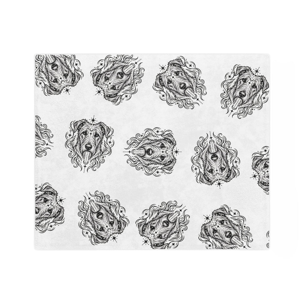 Mystical Irish Wolfhound Minimalist Velveteen Microfiber Blanket — Soft Neutral Pet Portrait Throw