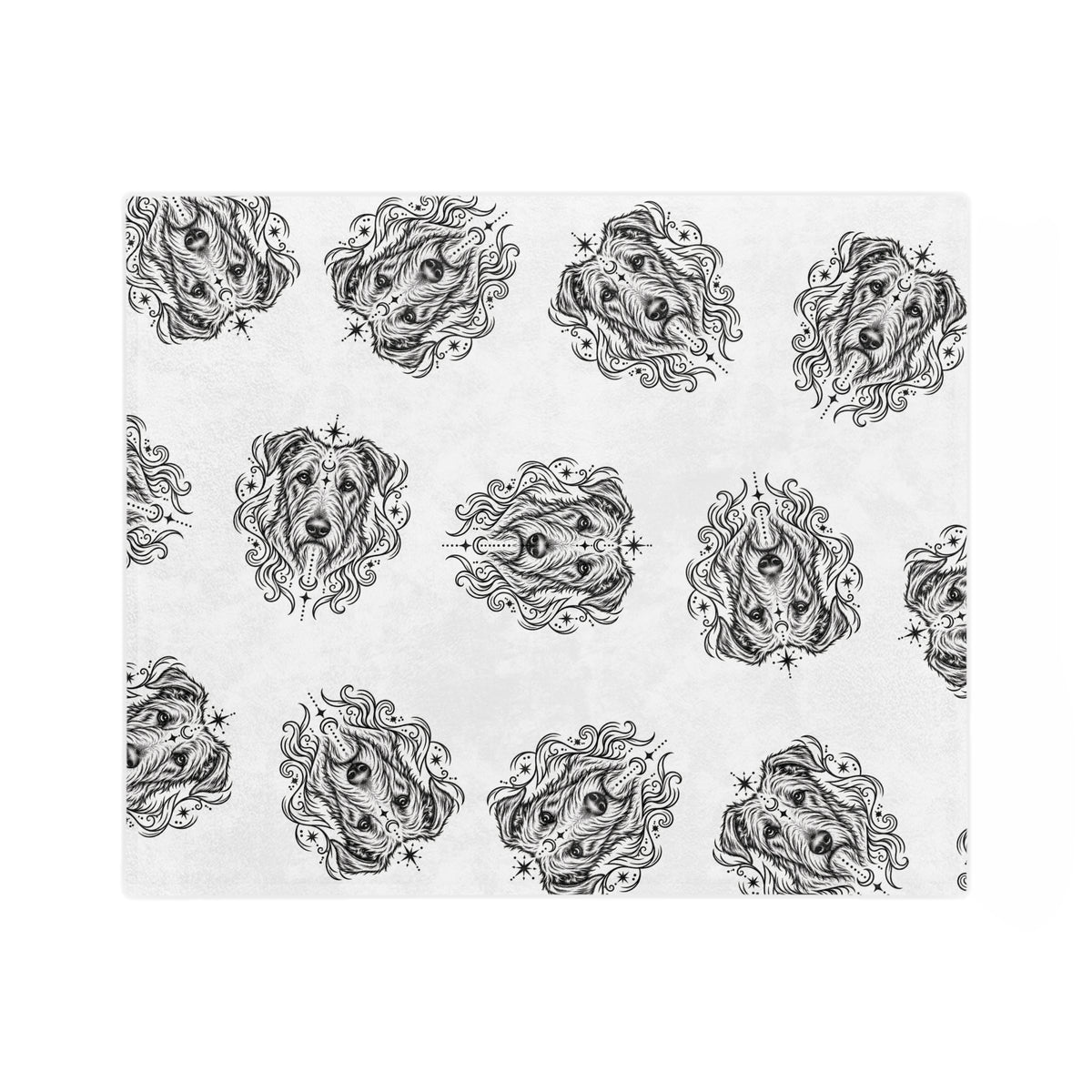 Mystical Irish Wolfhound Minimalist Velveteen Microfiber Blanket — Soft Neutral Pet Portrait Throw