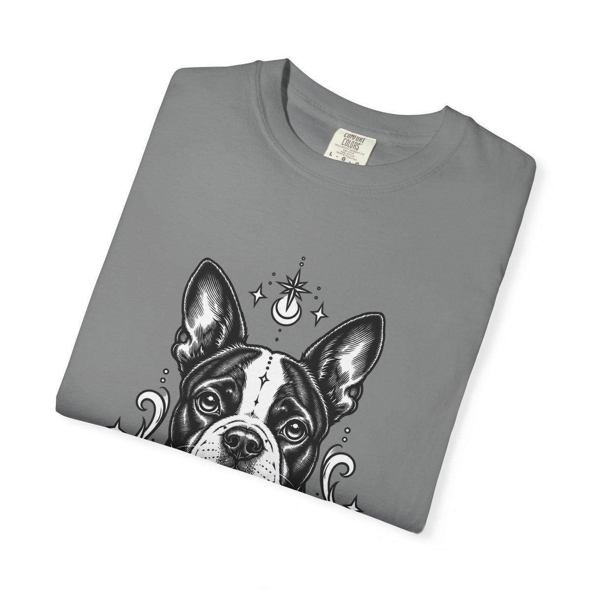 Mystical Boston Terrier Line Art T-Shirt — Minimal Dog Portrait Tee