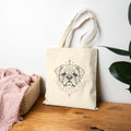 Mystical Pug Line Art Canvas Tote — Dog Portrait Cotton Shopper