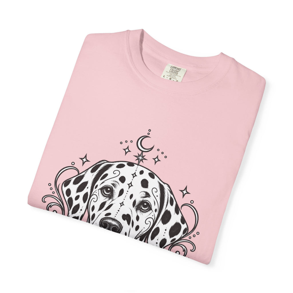 Mystical Dalmatian Line Art T-Shirt — Minimal Dog Portrait Tee