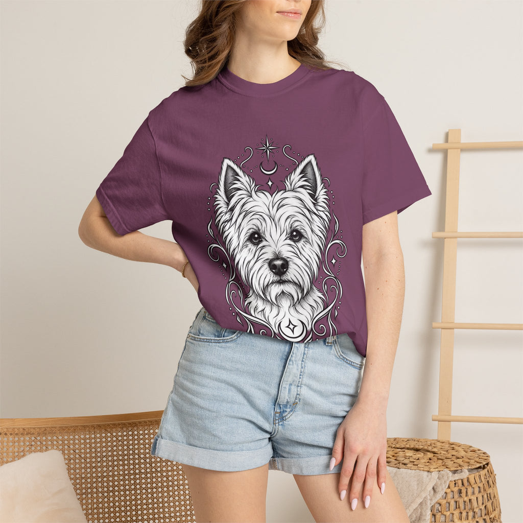 Mystical West Highland Terrier Line Art T-Shirt — Minimal Dog Portrait Tee