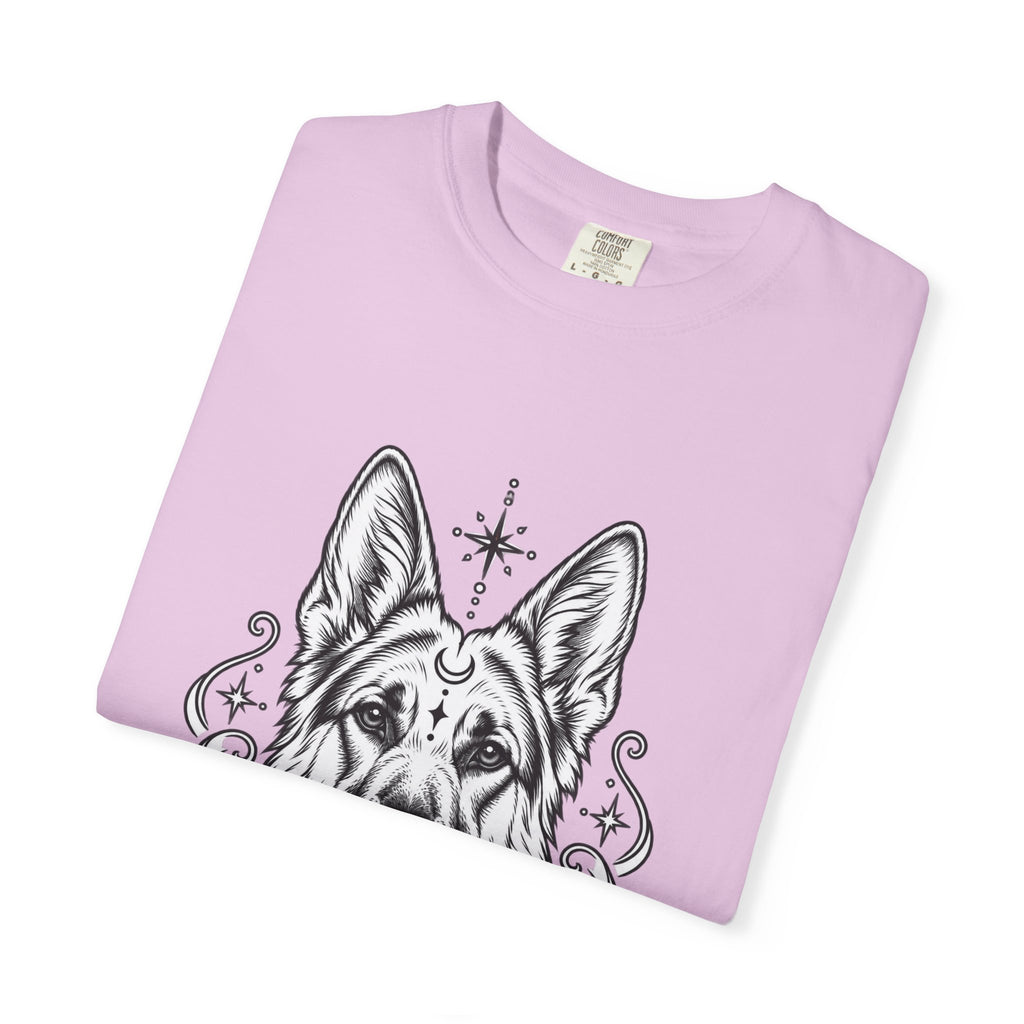 Mystical German Shepherd Line Art T-Shirt — Minimal Dog Portrait Tee