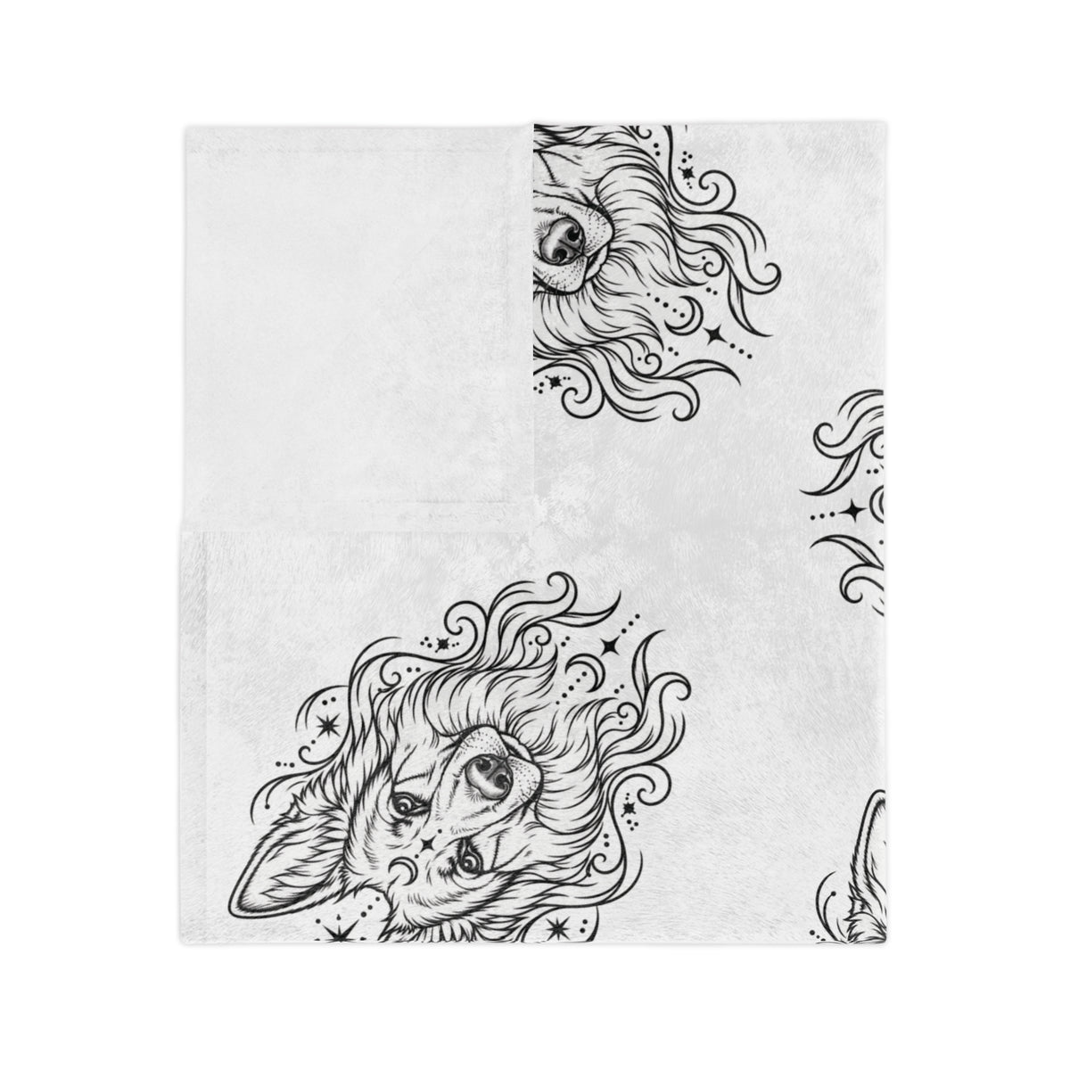 Mystical White Swiss Shepherd Minimalist Velveteen Microfiber Blanket — Soft Neutral Pet Portrait Throw