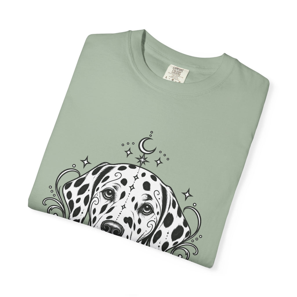 Mystical Dalmatian Line Art T-Shirt — Minimal Dog Portrait Tee