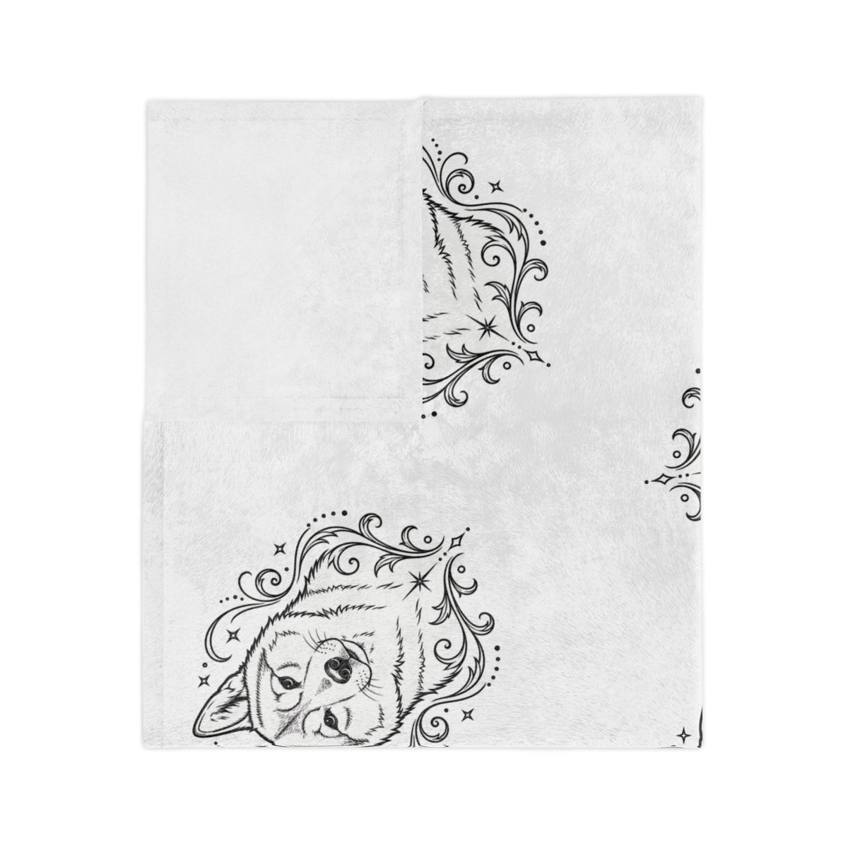 Mystical Shikoku Minimalist Velveteen Microfiber Blanket — Soft Neutral Pet Portrait Throw