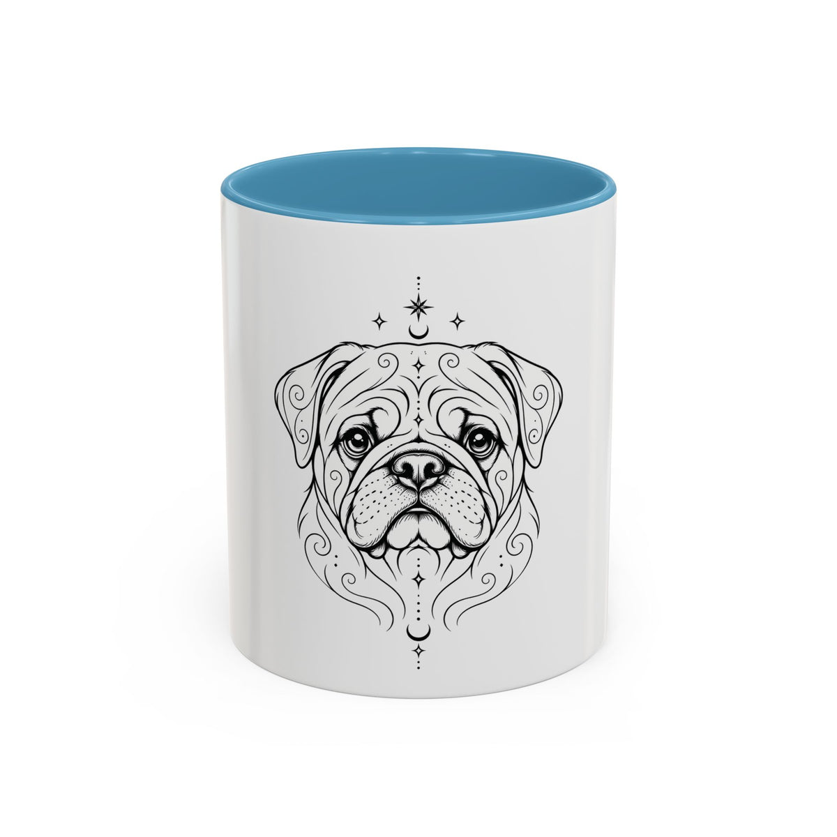 Mystical Pug Line Art Accent Coffee Mug – Mystical Dog Portrait 11/15oz