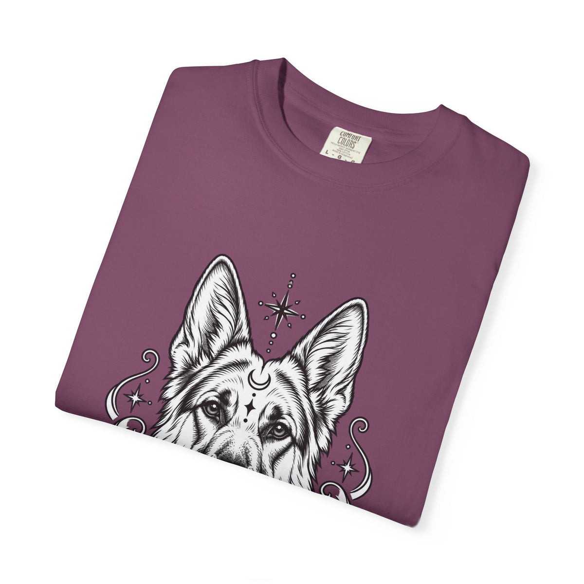 Mystical German Shepherd Line Art T-Shirt — Minimal Dog Portrait Tee