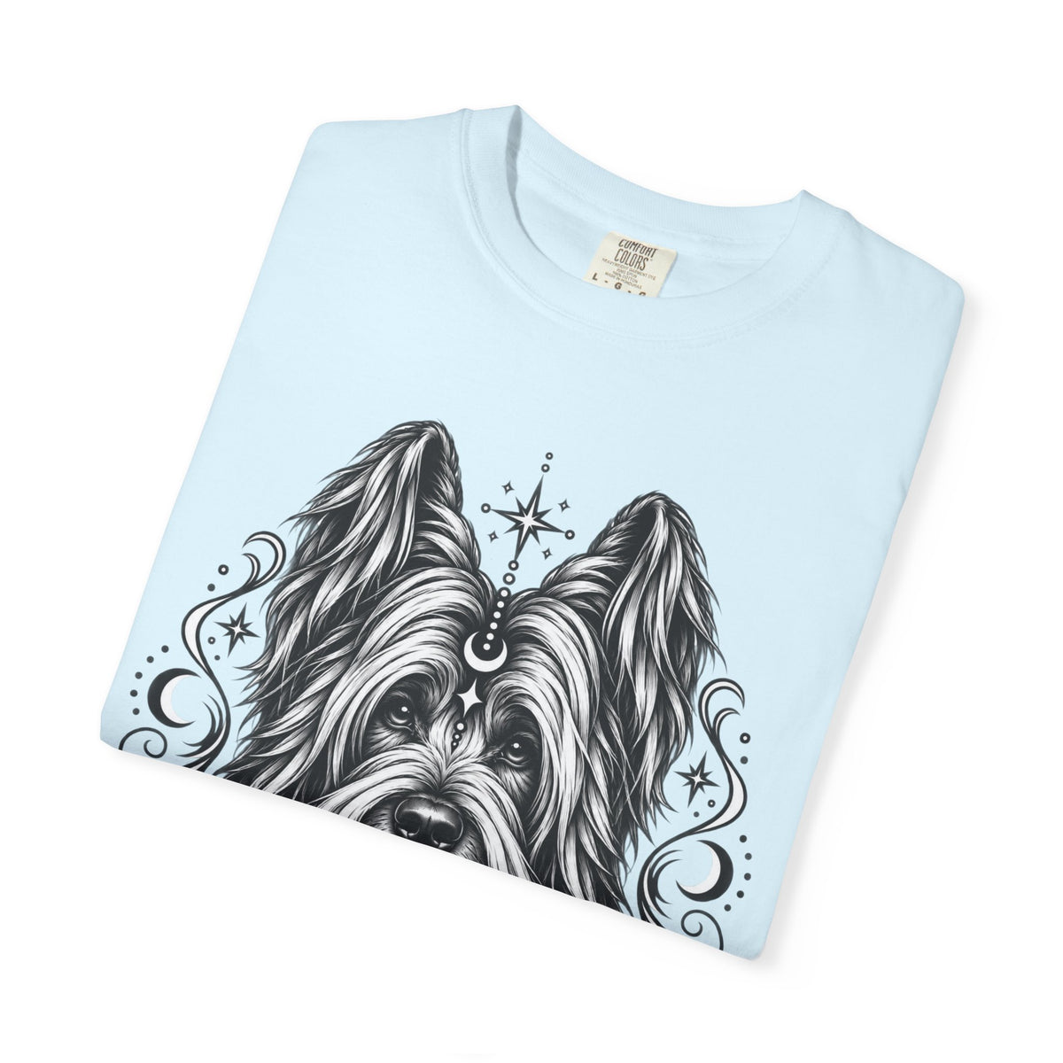 Mystical Briard Line Art T-Shirt — Minimal Dog Portrait Tee
