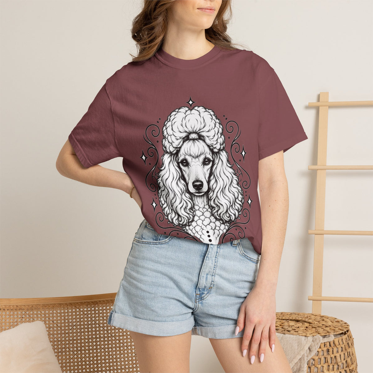 Mystical Miniature Poodle Line Art T-Shirt — Minimal Dog Portrait Tee
