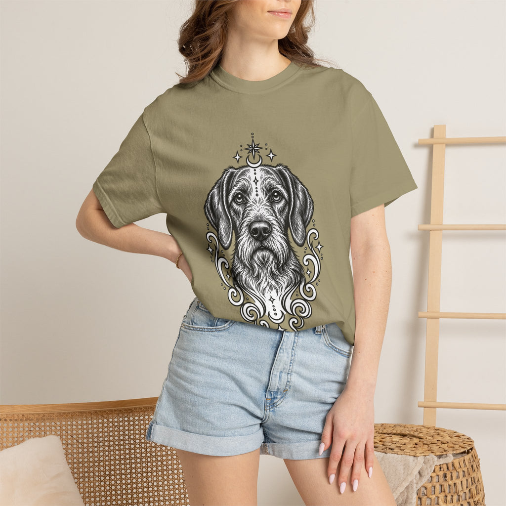Mystical Wiredhaired Vizsla Line Art T-Shirt — Minimal Dog Portrait Tee