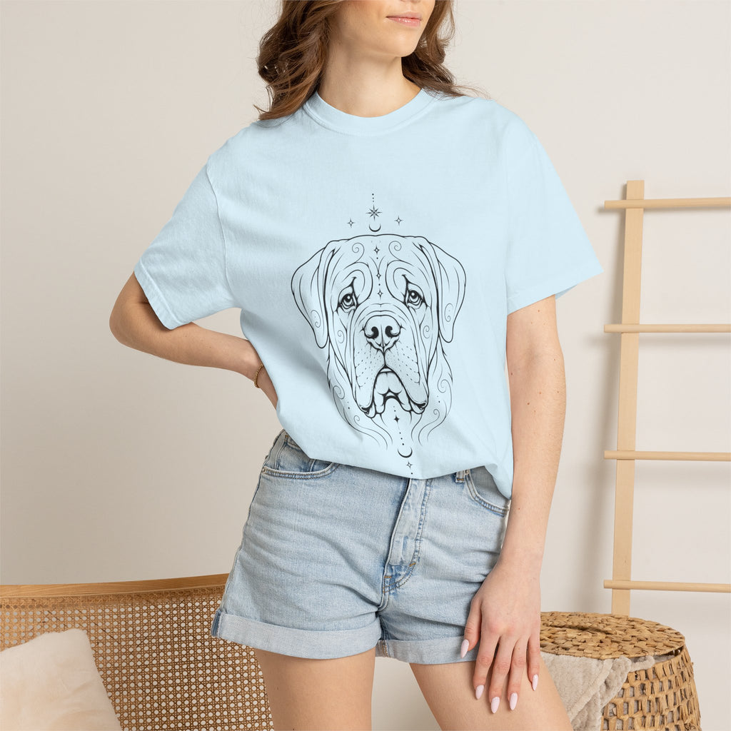 Mystical Mastiff Line Art T‑Shirt — Minimal Dog Portrait Tee