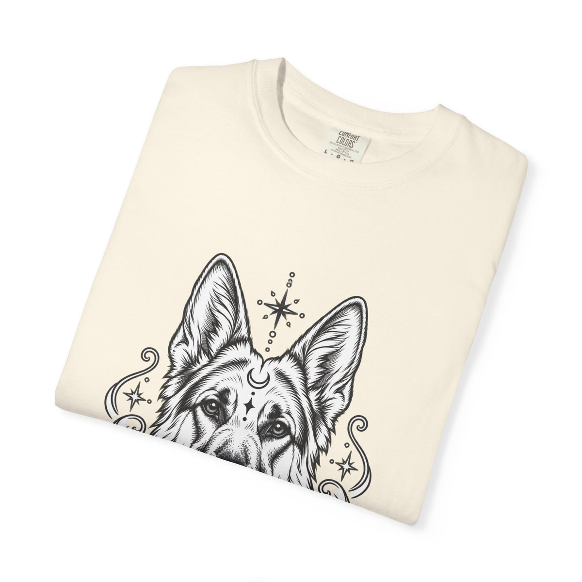 Mystical German Shepherd Line Art T-Shirt — Minimal Dog Portrait Tee