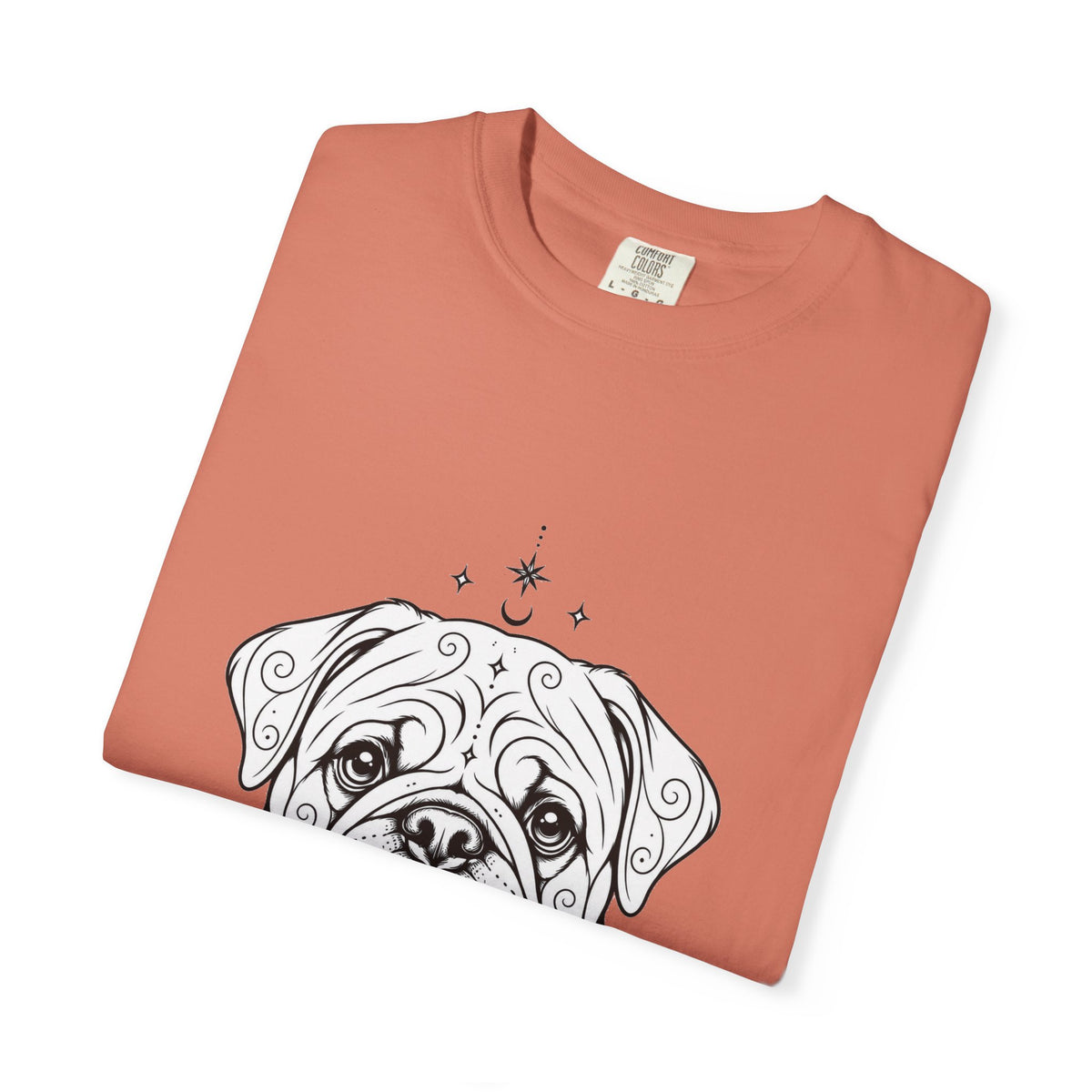 Mystical Pug Line Art T-Shirt — Minimal Dog Portrait Tee