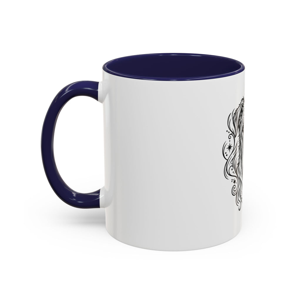 Mystical Irish Wolfhound Line Art Accent Coffee Mug – Mystical Dog Portrait 11/15oz