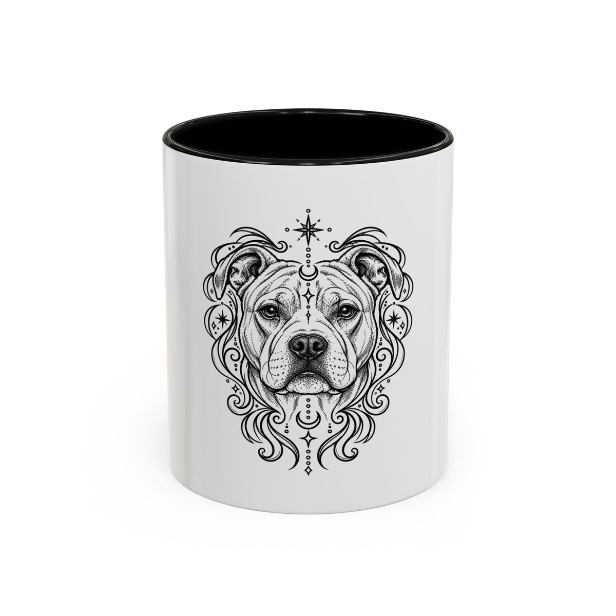 Mystical American Staffordshire Terrier Line Art Accent Coffee Mug – Mystical Dog Portrait 11/15oz