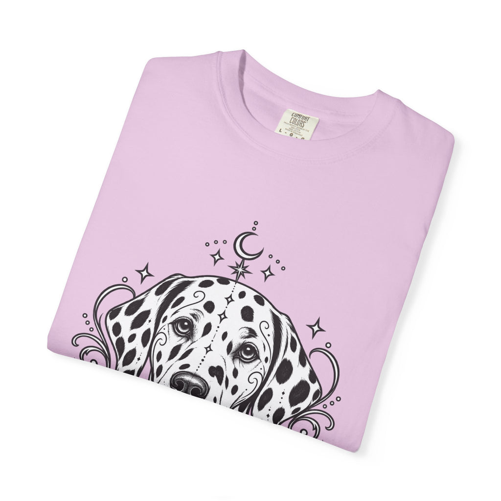 Mystical Dalmatian Line Art T-Shirt — Minimal Dog Portrait Tee