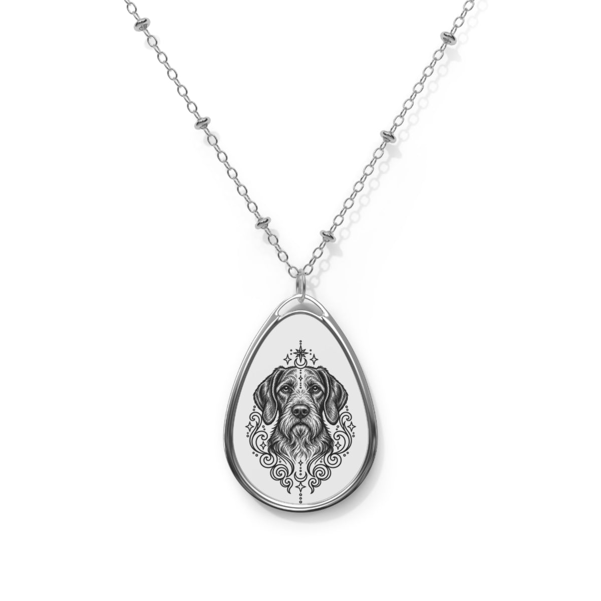 Mystical Wiredhaired Vizsla Oval Necklace — Engraved Pet Memorial Pendant