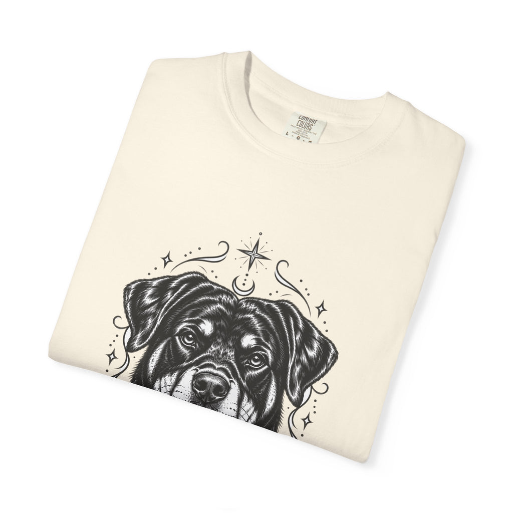 Mystical Rottweiler Line Art T-Shirt — Minimal Dog Portrait Tee