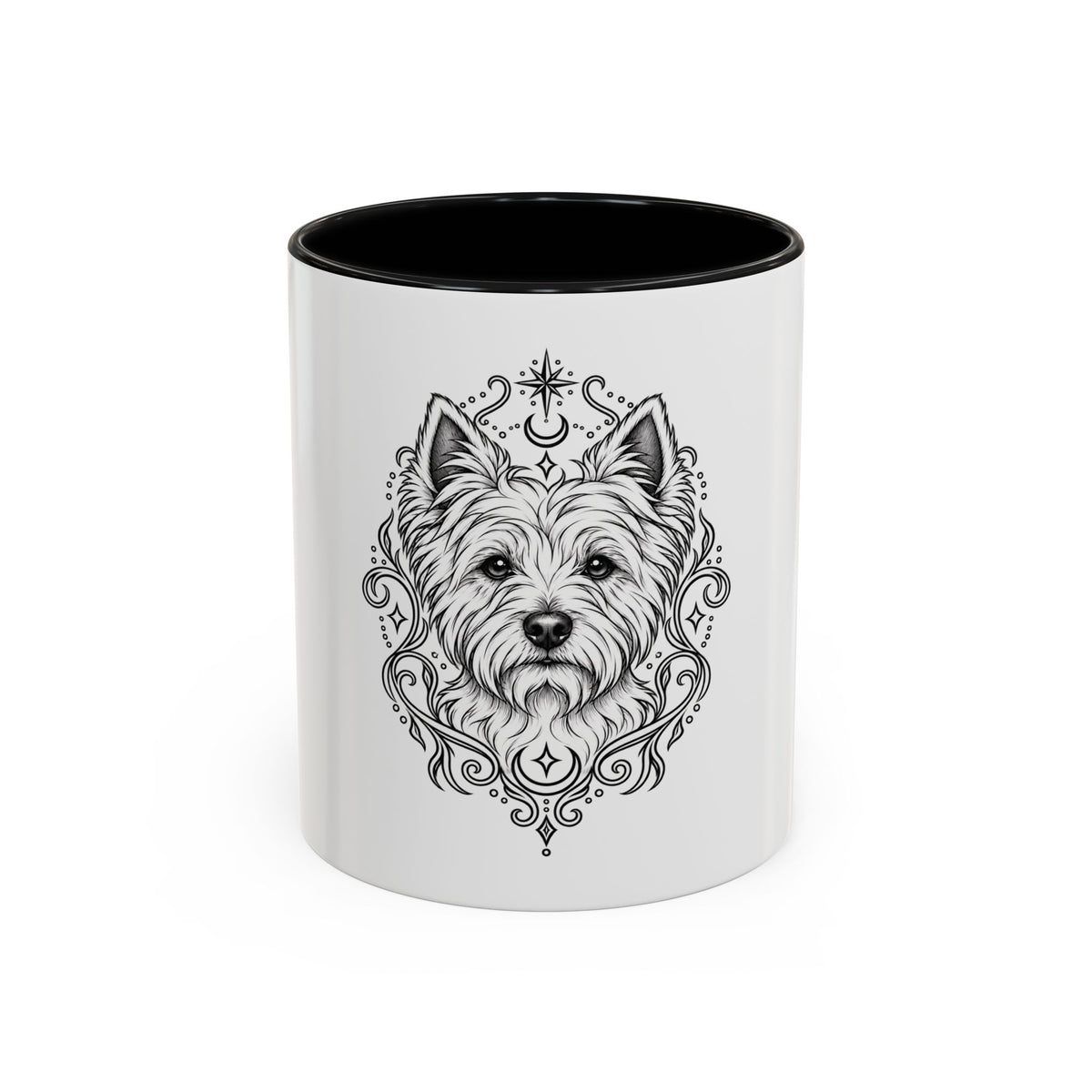 Mystical West Highland Terrier Line Art Accent Coffee Mug – Mystical Dog Portrait 11/15oz