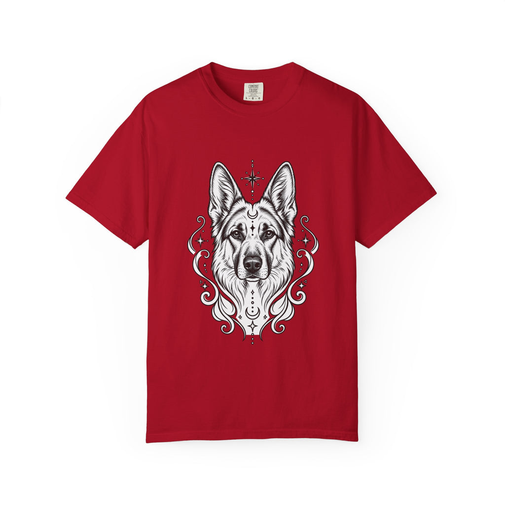 Mystical German Shepherd Line Art T-Shirt — Minimal Dog Portrait Tee