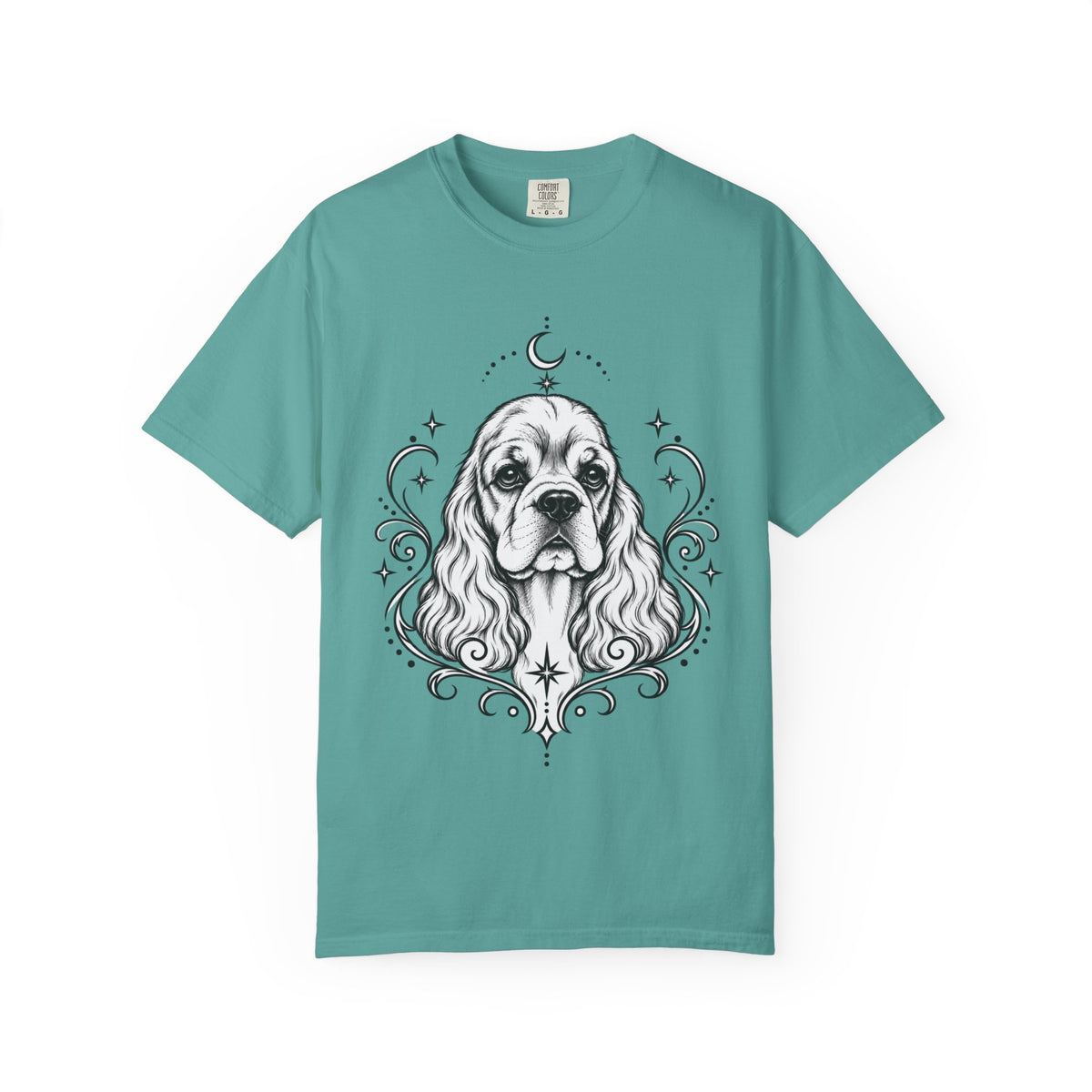 Mystical American Cocker Spaniel Line Art T-Shirt — Minimal Dog Portrait Tee