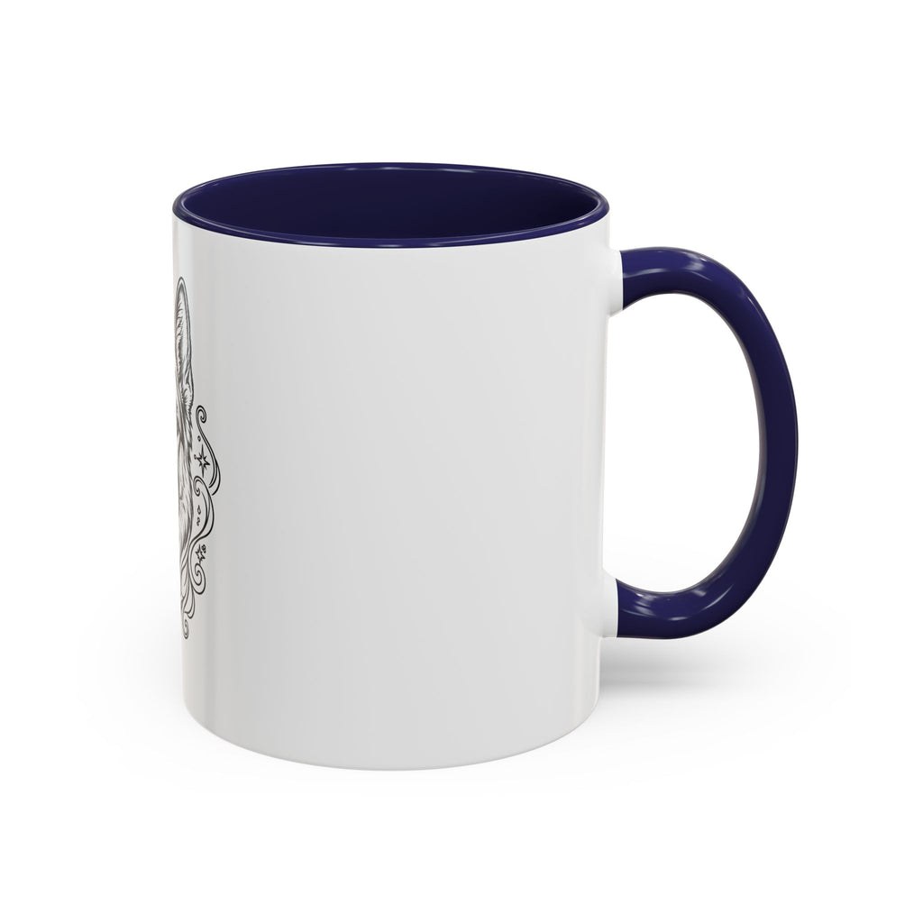 Mystical German Shepherd Line Art Accent Coffee Mug – Mystical Dog Portrait 11/15oz