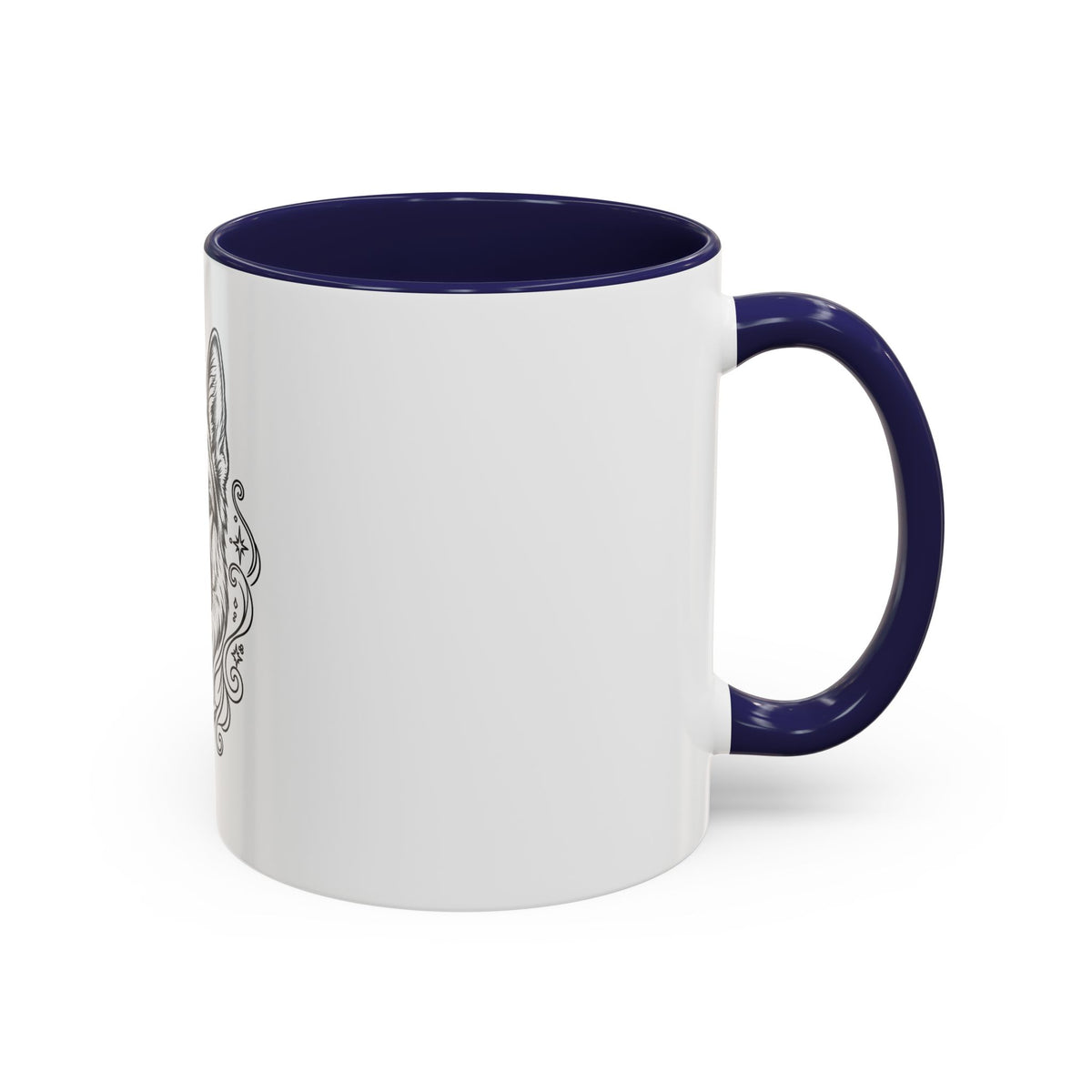 Mystical German Shepherd Line Art Accent Coffee Mug – Mystical Dog Portrait 11/15oz