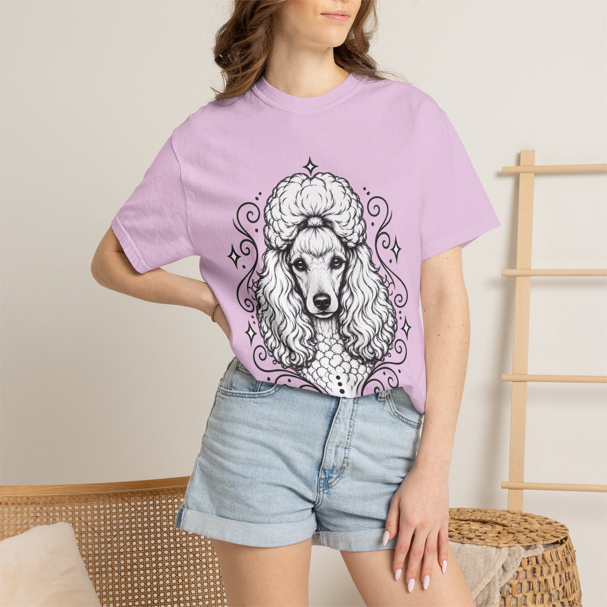 Mystical Miniature Poodle Line Art T-Shirt — Minimal Dog Portrait Tee