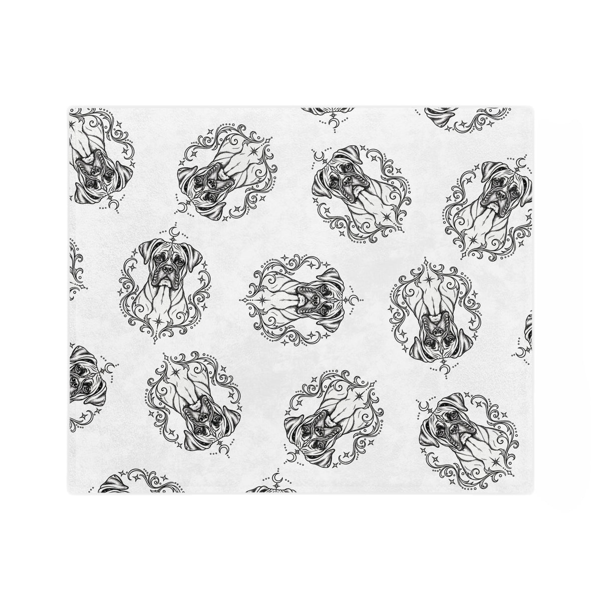 Mystical Boxer NE Minimalist Velveteen Microfiber Blanket — Soft Neutral Pet Portrait Throw