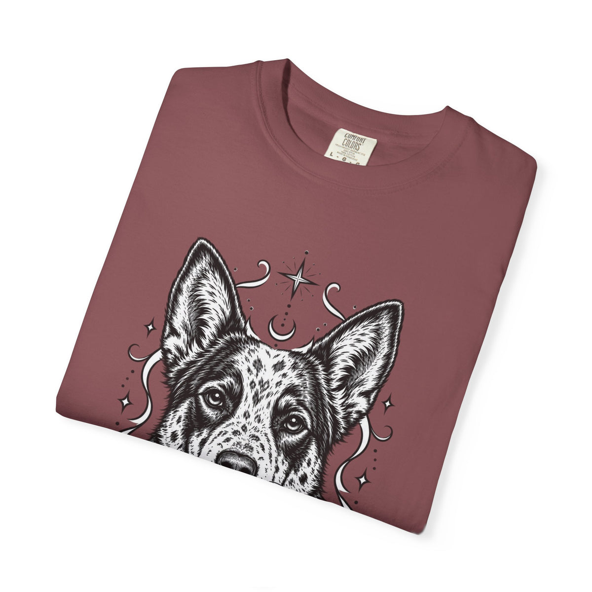 Mystical Australian Cattle Dog Line Art T-Shirt — Minimal Dog Portrait Tee