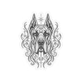 Mystical Great Dane CE Line Art Kiss-Cut Vinyl Sticker — Decorative Dog Portrait Decal