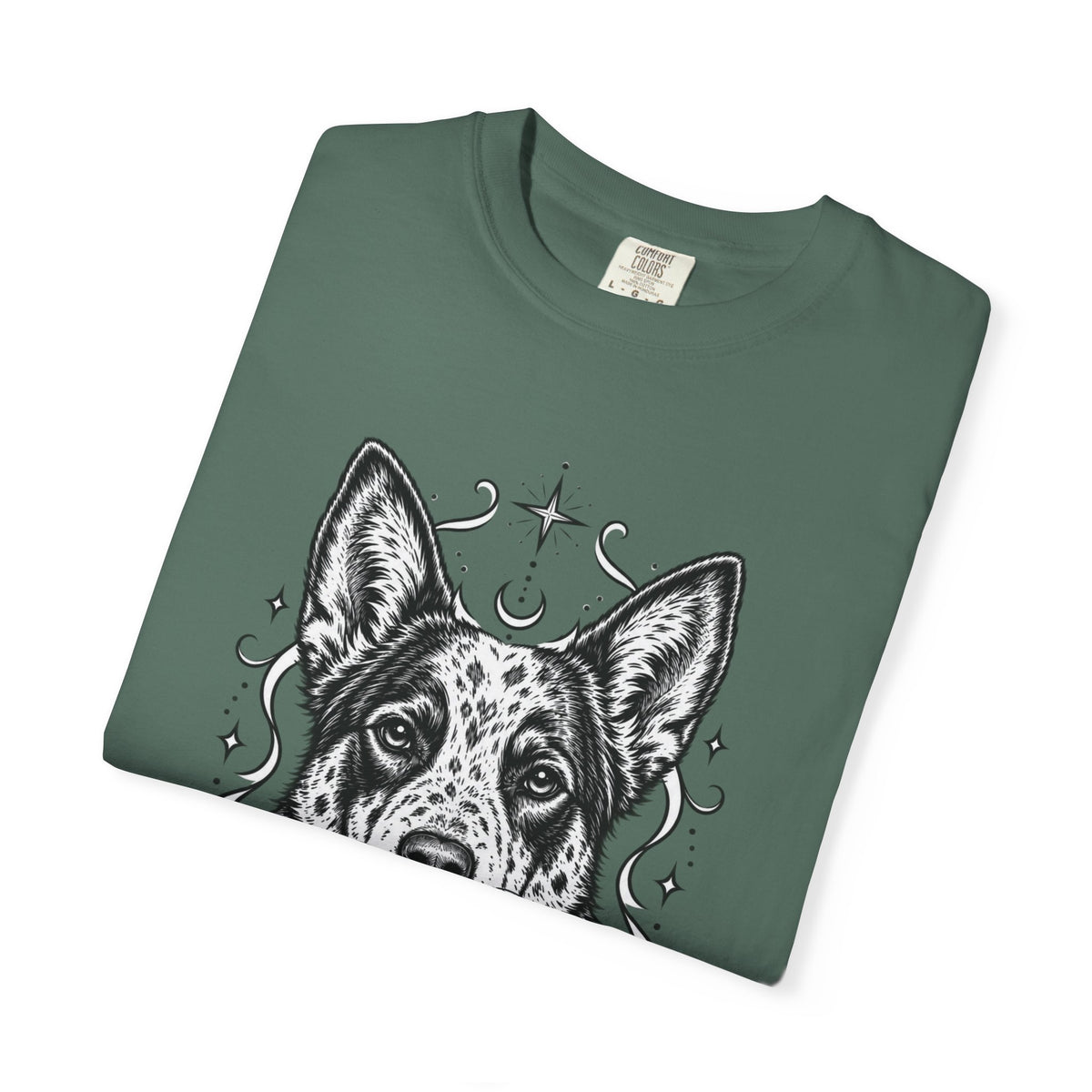 Mystical Australian Cattle Dog Line Art T-Shirt — Minimal Dog Portrait Tee