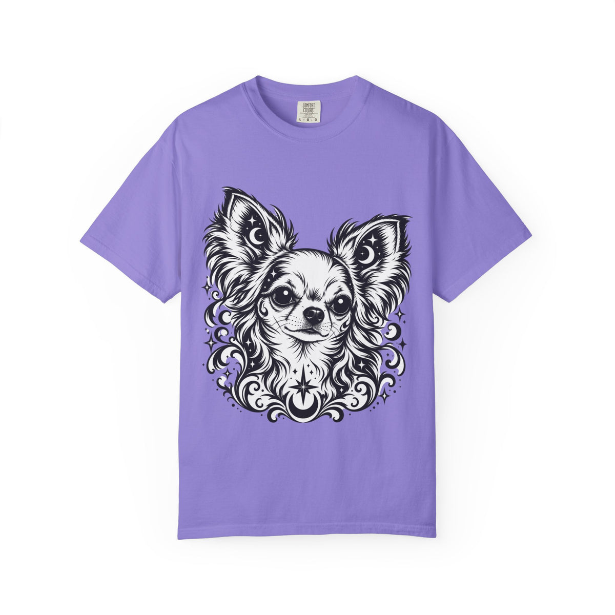Mystical  Chihuahua LH Line Art T-Shirt — Minimal Dog Portrait Tee