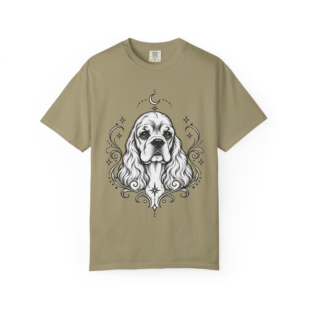 Mystical American Cocker Spaniel Line Art T-Shirt — Minimal Dog Portrait Tee