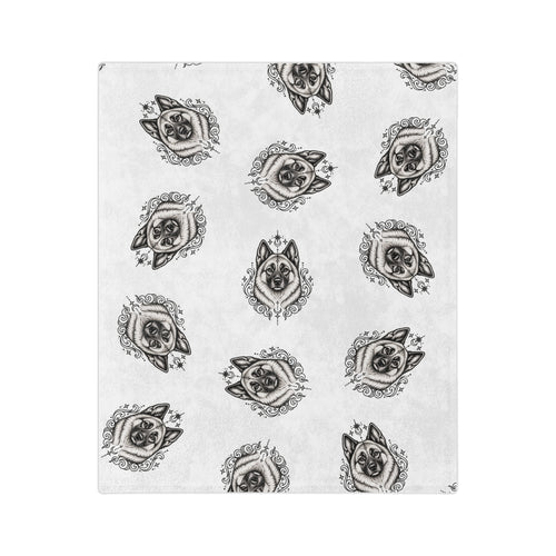 Copy of Mystical Norwegian Elkhound Minimalist Velveteen Microfiber Blanket — Soft Neutral Pet Portrait Throw