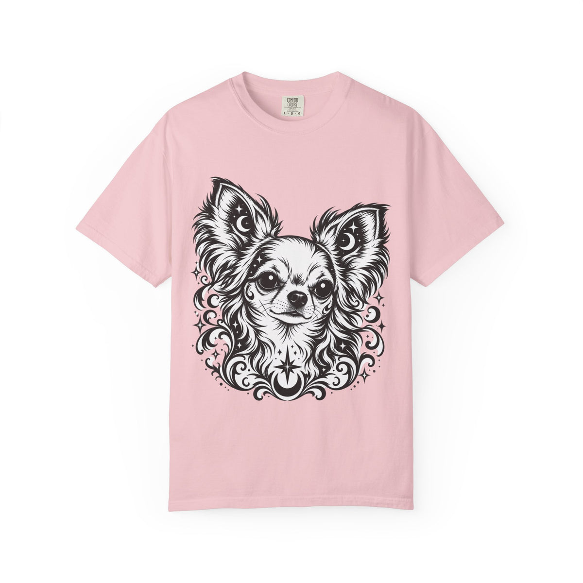 Mystical  Chihuahua LH Line Art T-Shirt — Minimal Dog Portrait Tee