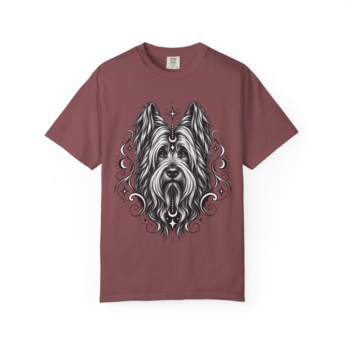 Mystical Briard Line Art T-Shirt — Minimal Dog Portrait Tee