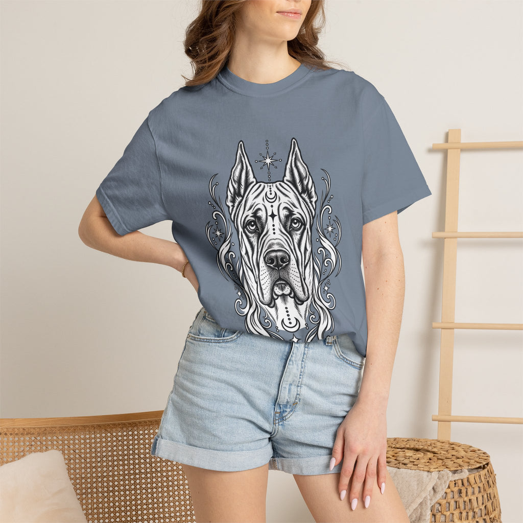 Mystical Great Dane CE Line Art T-Shirt — Minimal Dog Portrait Tee