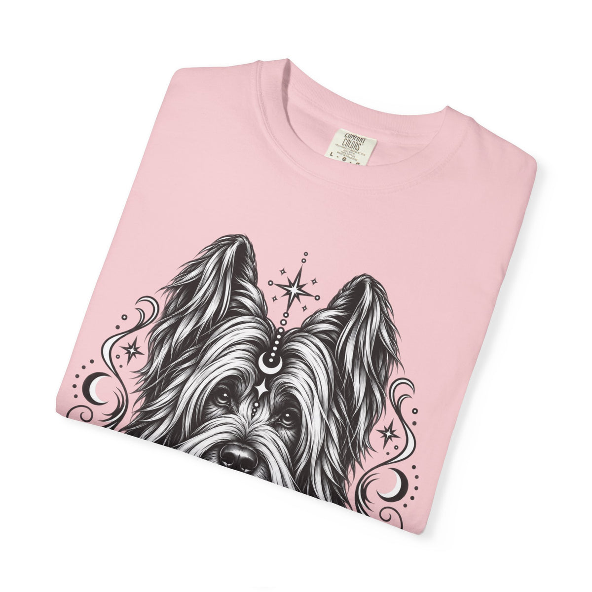 Mystical Briard Line Art T-Shirt — Minimal Dog Portrait Tee