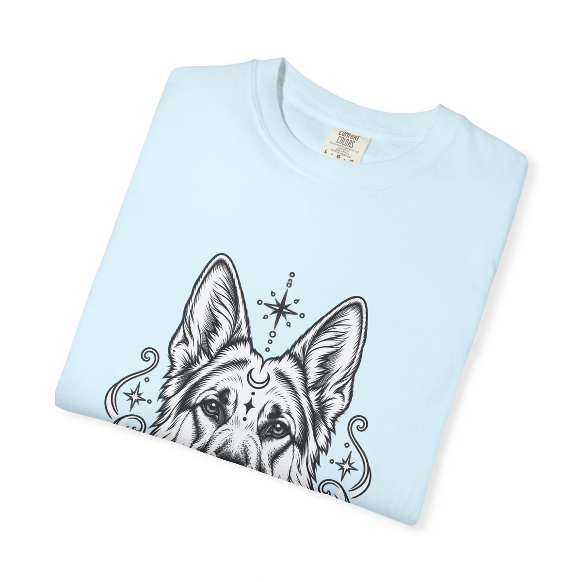 Mystical German Shepherd Line Art T-Shirt — Minimal Dog Portrait Tee