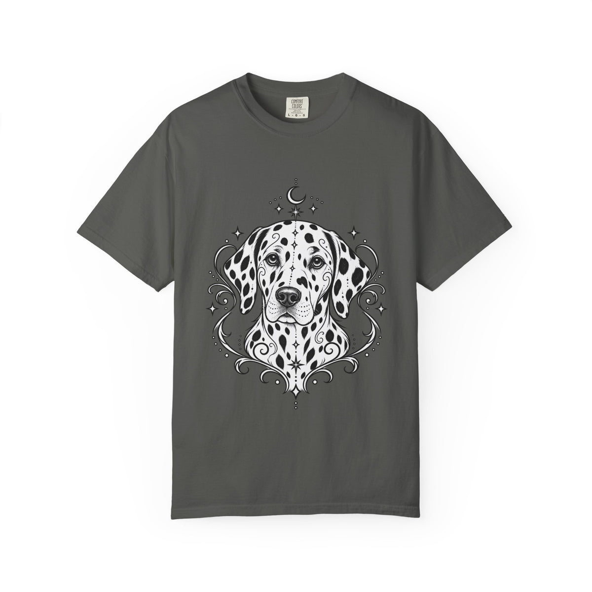 Mystical Dalmatian Line Art T-Shirt — Minimal Dog Portrait Tee